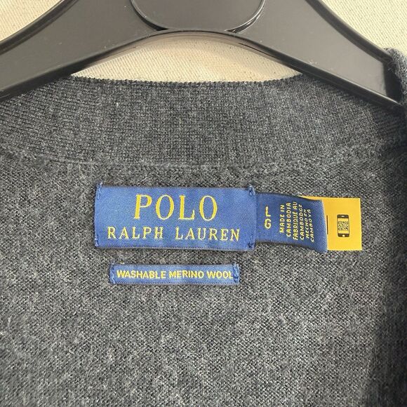 Polo Ralph Lauren Women's Washable Merino Wool Cardigan -Embroidered Patch Large - Picture 3 of 8